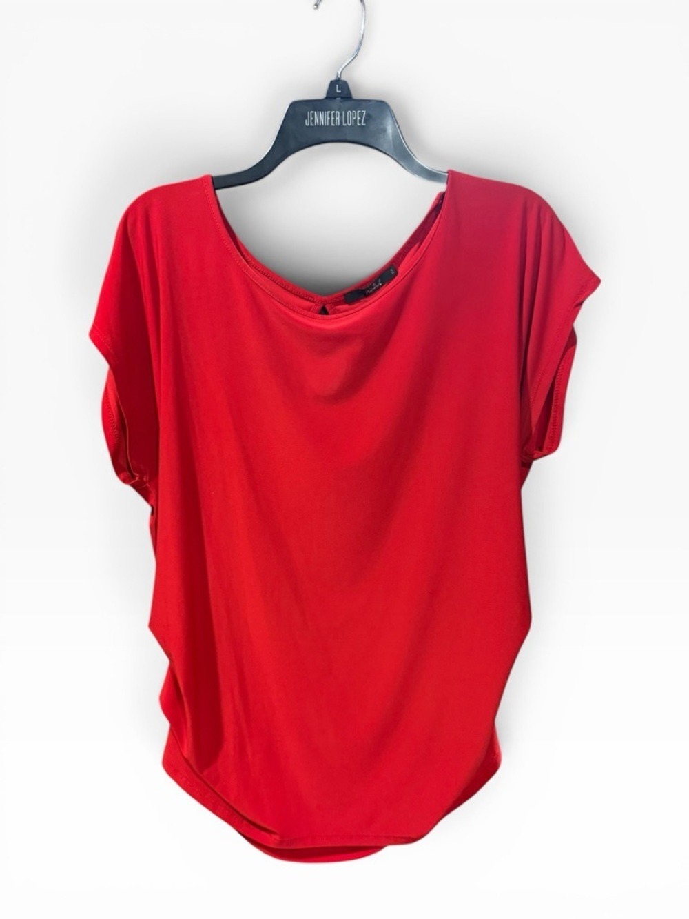 Papaya Red Short Sleeve Scoop Neck Top